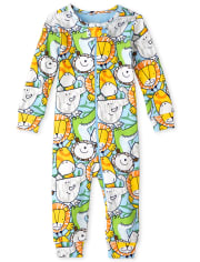 Pijama de una pieza de algodón con ajuste ceñido Safari para bebés y niños pequeños