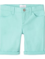 Shorts skimmer de sarga con puño enrollado para niñas