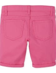 Girls Roll Cuff Twill Skimmer Shorts 2-Pack
