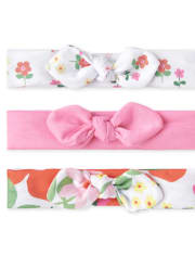 Lot de 3 bandeaux à nœud floral pour bébé fille