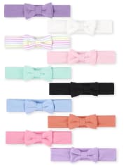 Lot de 10 bandeaux avec nœud pour bébé fille