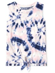 Girls Tie Dye Tie Front Tank Top
