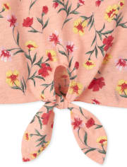 Girls Print Tie Front Tank Top