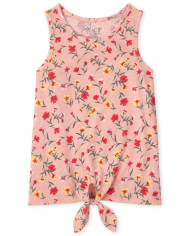 Girls Print Tie Front Tank Top