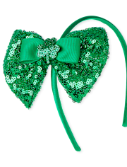 Girls St. Patrick's Day Sequin Bow Headband