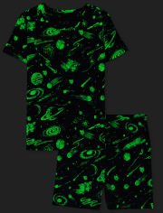 Pijama de algodón de ajuste ceñido Glow Space para niños