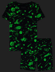 Boys Glow Space Snug Fit Cotton Pajamas