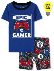 Pijama de algodón de ajuste ceñido Glow Video Game para niños