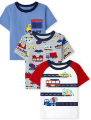 Pack de 3 camisetas estilo camionero para niños pequeños