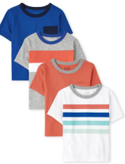 Paquete de 4 tops a rayas para niños pequeños