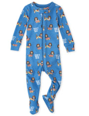 Pijama de una pieza de algodón con ajuste ceñido para bebés y niños pequeños