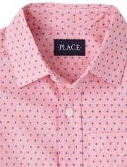 Boys Diamond Poplin Button Up Shirt