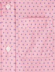 Boys Diamond Poplin Button Up Shirt