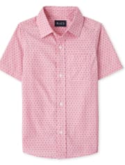 Boys Diamond Poplin Button Up Shirt