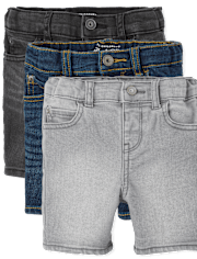 Shorts de mezclilla elástica para bebés y niños pequeños, paquete de 3