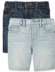 Baby And Toddler Boys Rigid Denim Shorts 2-Pack