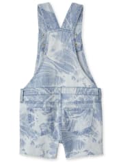 Girls Marble Denim Shortalls