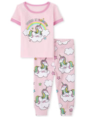 Pyjama en coton ajusté licorne pour bébés et petites filles