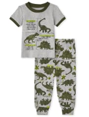 Pijama de algodón de ajuste ceñido Dino para bebés y niños pequeños