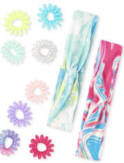 Girls Coil Scrunchie And Headband 10-Piece Set