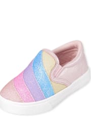 Toddler Girls Rainbow Glitter Slip On Sneakers