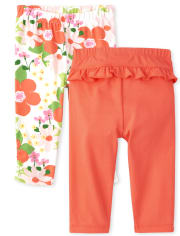 Baby Girls Floral Ruffle Pants 2-Pack