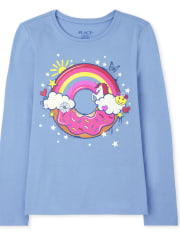 Girls Rainbow Donut Graphic Tee