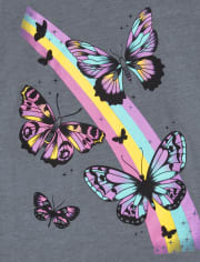 Girls Rainbow Butterflies Graphic Tee