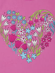 Girls Floral Heart Graphic Tee