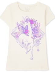 Camiseta con gráfico de unicornio para niñas