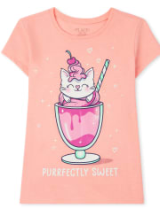 Girls Purrfectly Sweet Graphic Tee