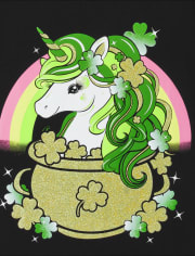 Girls St. Patrick's Day Unicorn Graphic Tee