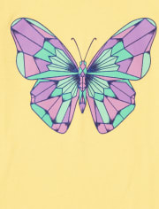 Camiseta con gráfico de mariposa para niñas