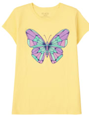 Camiseta con gráfico de mariposa para niñas
