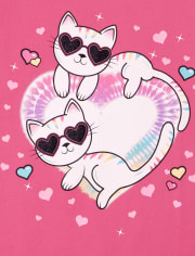 Girls Cat Heart Graphic Tee
