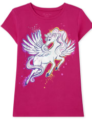 Camiseta con gráfico de unicornio para niñas