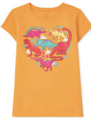 Girls Dino Heart Graphic Tee