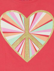 Girls Heart Peace Sign Graphic Tee