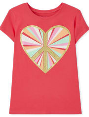 Girls Heart Peace Sign Graphic Tee