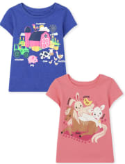 Toddler Girls Animal Graphic Tee 2-Pack