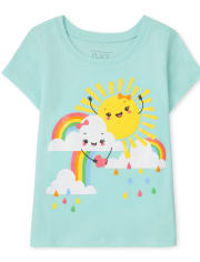 Camiseta con estampado meteorológico para bebés y niñas pequeñas