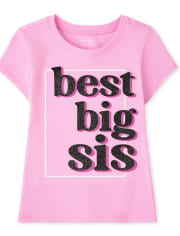 Baby And Toddler Girls Best Big Sis Graphic Tee