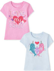 Baby And Toddler Girls Family Graphic Tee 2-Pack