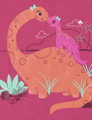 Camiseta con estampado de dinosaurio para bebés y niñas pequeñas