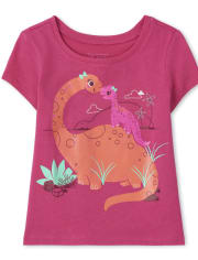 Camiseta con estampado de dinosaurio para bebés y niñas pequeñas