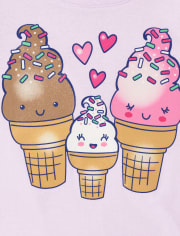 Camiseta con gráfico de helado para bebés y niñas pequeñas