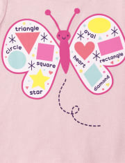 Camiseta con gráfico de mariposa para bebés y niñas pequeñas