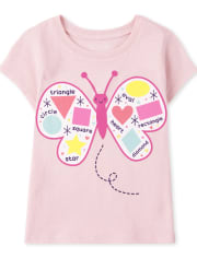 Camiseta con gráfico de mariposa para bebés y niñas pequeñas