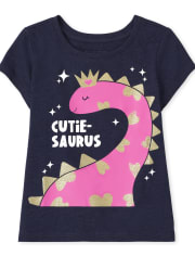 Camiseta con estampado de Dino para bebés y niñas pequeñas