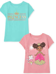 Baby And Toddler Girls Princess Graphic Tee 2-Pack